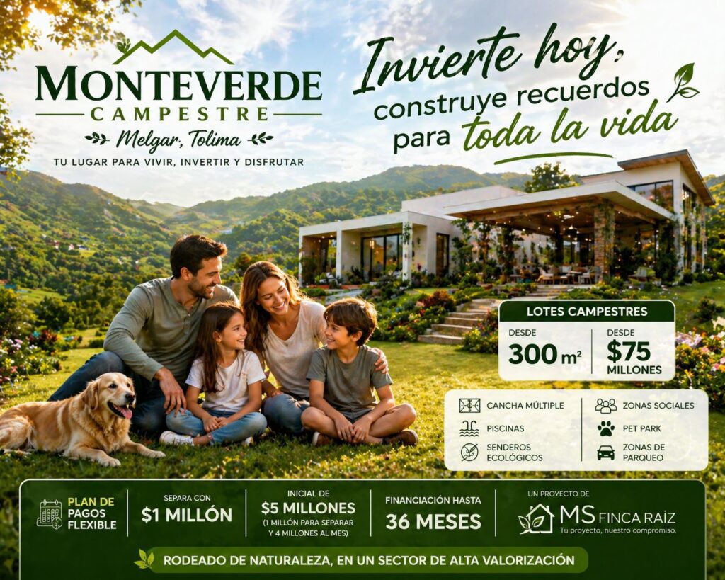 MONTEVERDE CAMPESTRE – Invierte y construye en un entorno natural en Melgar